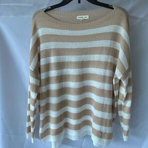 Lightweight tan/beige striped sweater.